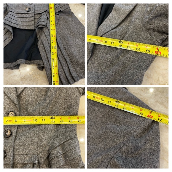 AllSaints Spitalfields Wool Pleated High-Low Tuxedo Jacket Gray UK10/US6 - Picture 13 of 14